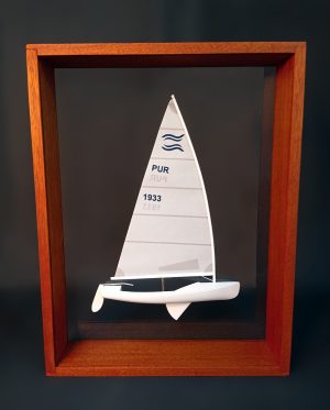 Custom Half Models - - Finn Dinghy (4,5 mts) Custom Framed Half Model with sails and mast - Abordage
