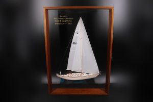 Tartan 42 Framed half model with mast and sails