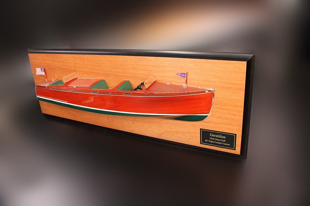 Chris Craft 26' Triple Cockpit Runabout of 1936 custom half model