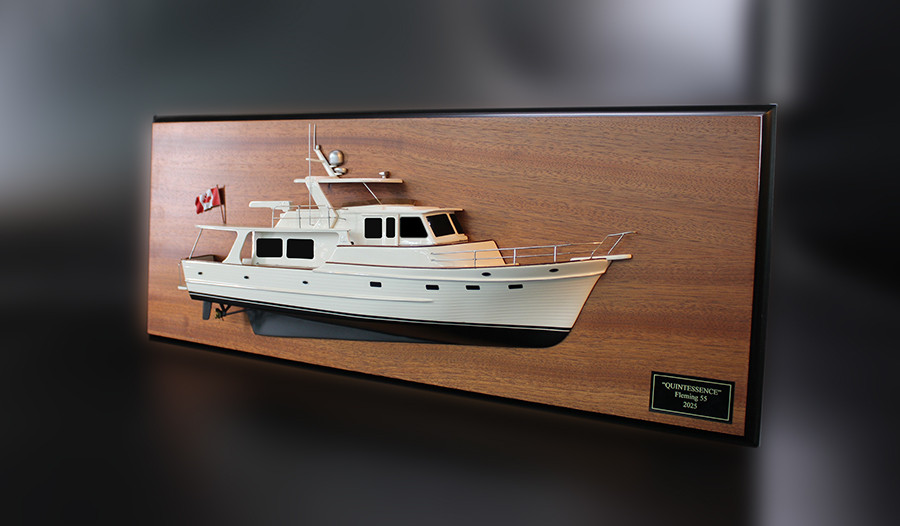 Fleming 55 with Enclosed Flybridge custom half model with deck details