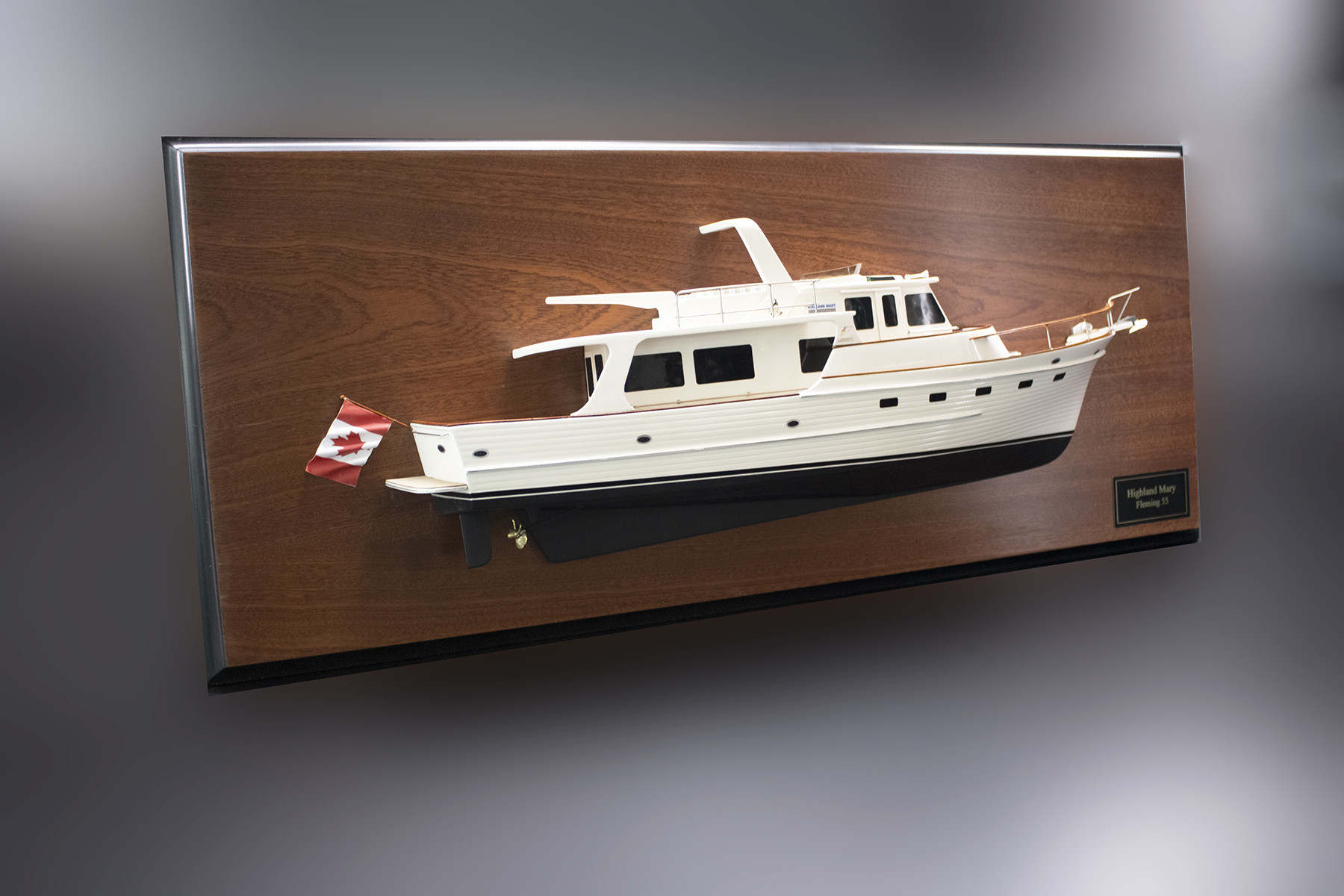 Fleming 55 with Enclosed Flybridge custom half model with deck details replica