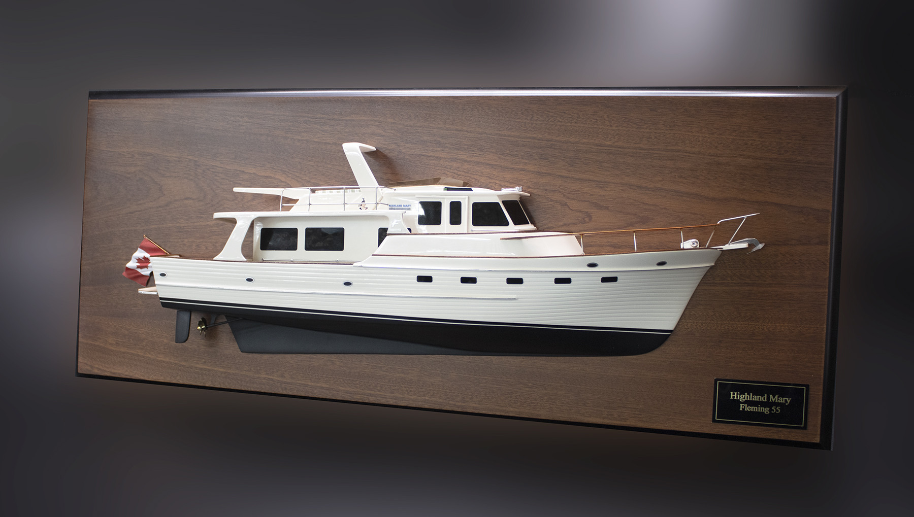 Fleming 55 with Enclosed Flybridge custom half model with deck details replica