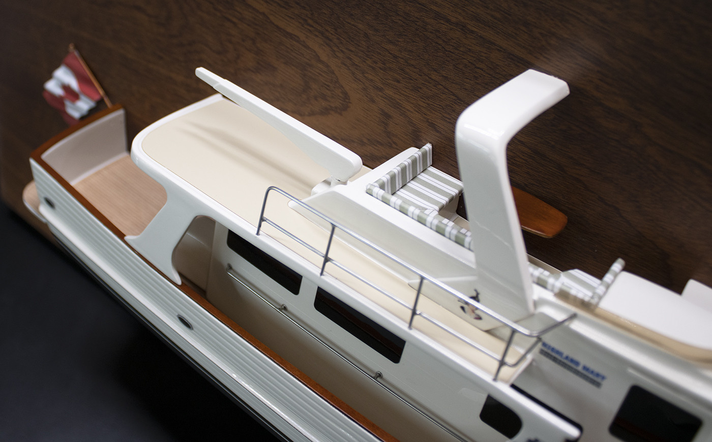 Fleming 55 with Enclosed Flybridge custom half model with deck details replica